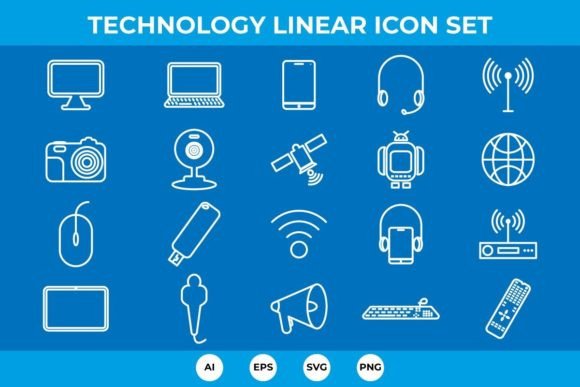 Linear Tech & Multimedia Icons