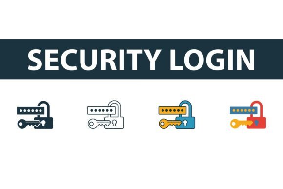 Security Login Icon Set: 4 Styles for Modern UI
